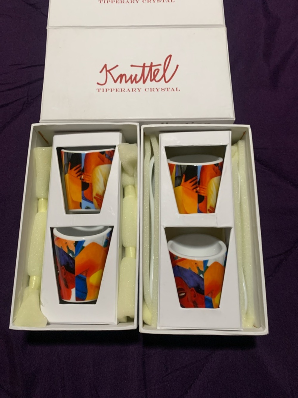 Graham Knuttel collection porcelain egg cups with spoons